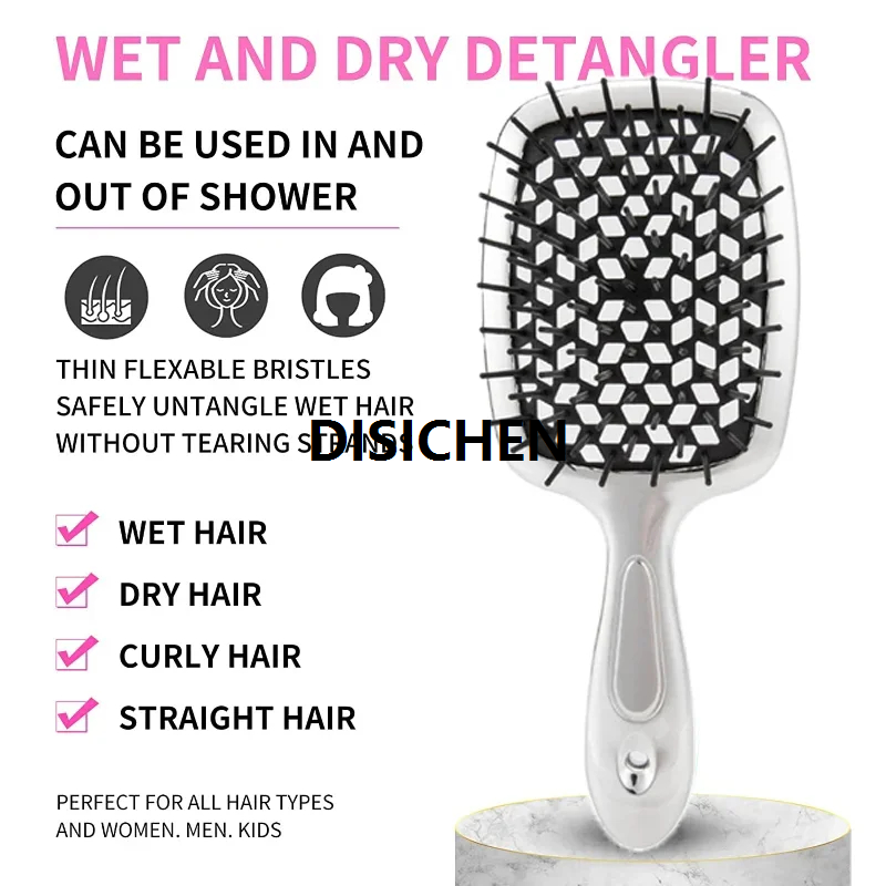DISICHEN Square Shape Mesh Comb for Hair Fluffy Detangling Scalp Massage Hairbrush Wide Teeth Hollow Brush Salon Barber Gold-plated Comb New style