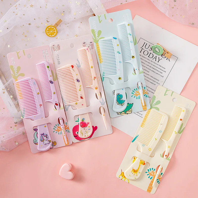 Mumlove 2Pcs/Set Cute Kids Barber Comb Anti Static Pointed Tail Comb For Girls Strawberry Fruit Hair Cmb Kids Hair Comb