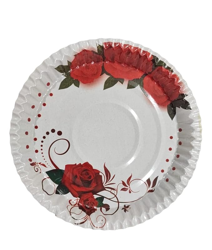 Pack of 50 Pieces 12" Flower Printed Paper Plates / Dinner Plate Random Prints (GMS 8" 180, 1000) Disposable Use and Throw