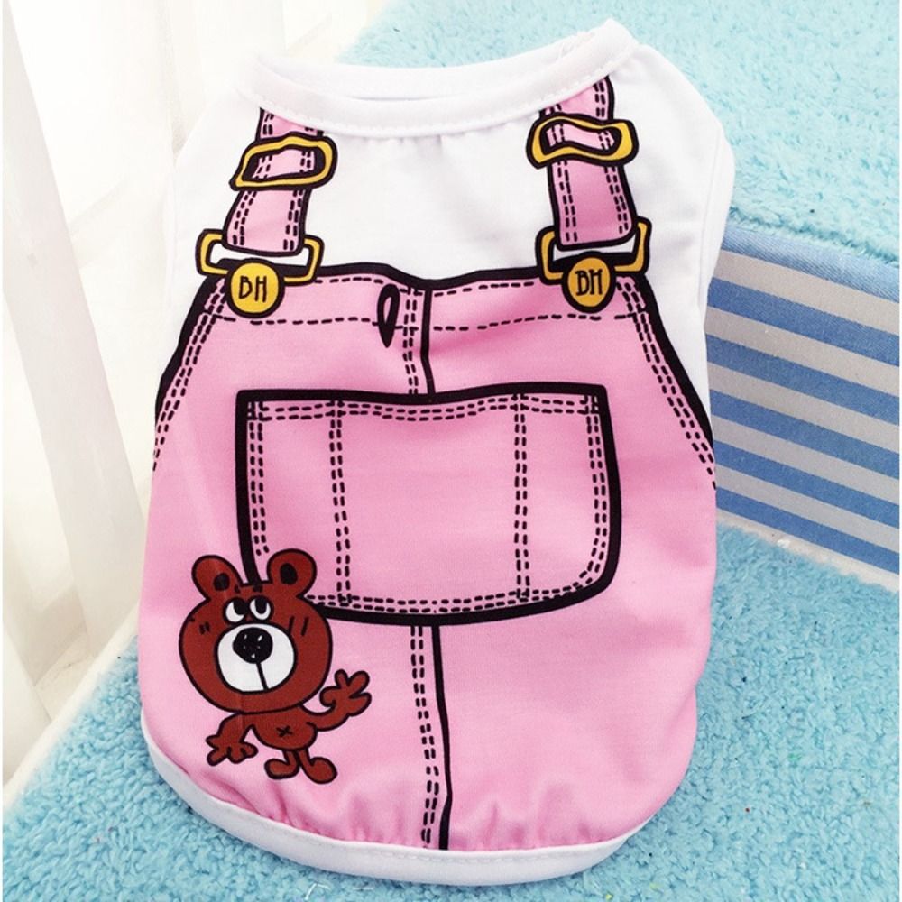Lovely Cotton Puppy Dogs Vests Pink Blue Soft Cartoon Puppy Dog Vest Breathable Small Dog T-Shirt