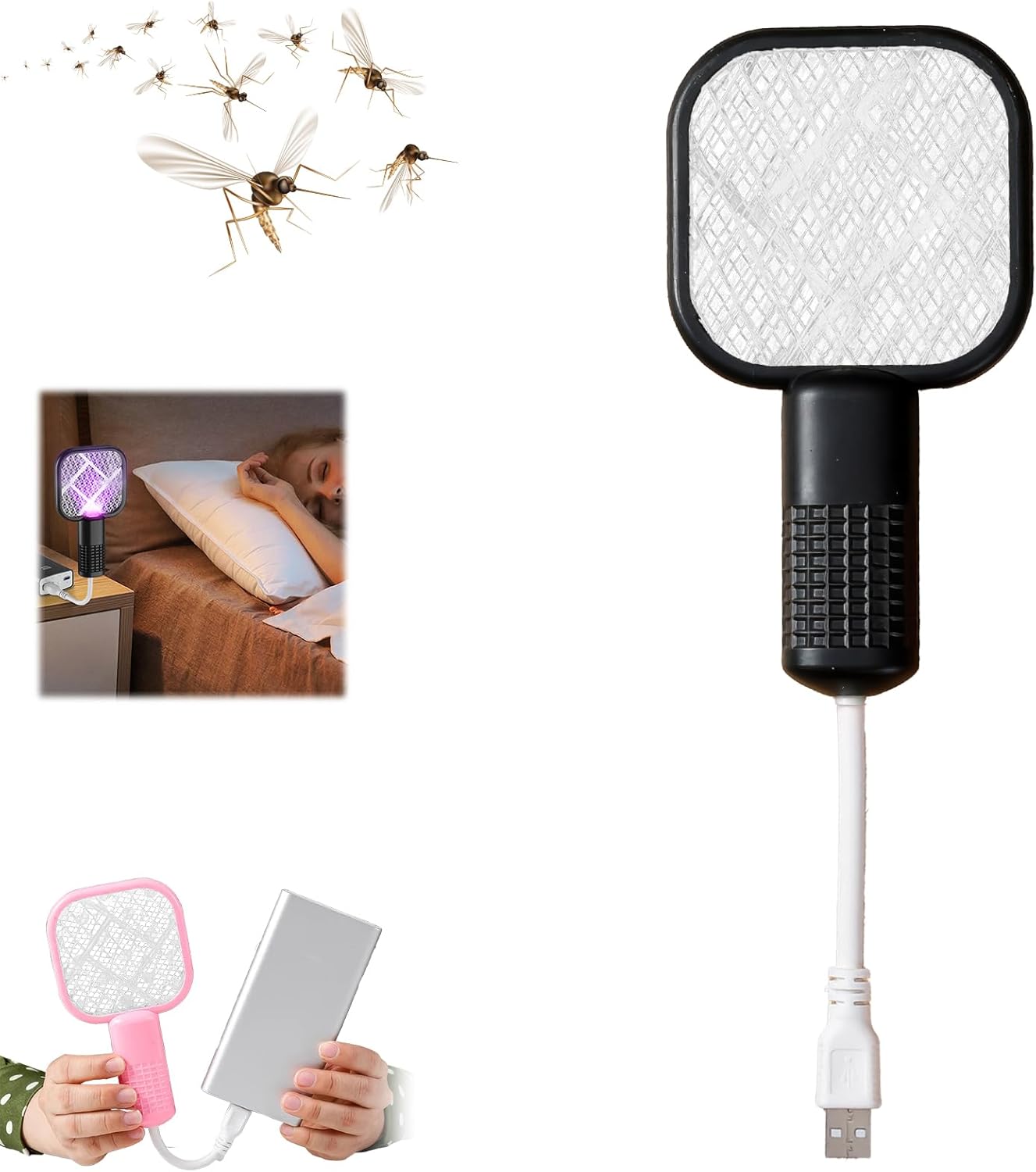 Electric mosquito repellet, mini insect racket, UV light, electric shock, summer, exterior, flying insect seed