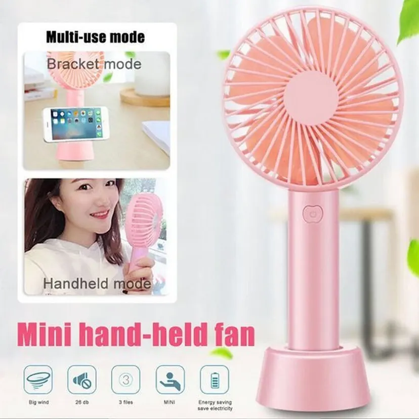 Mini Portable Fan Rechargeable With Stand 3 Speed And Long Lasting Battery Backup