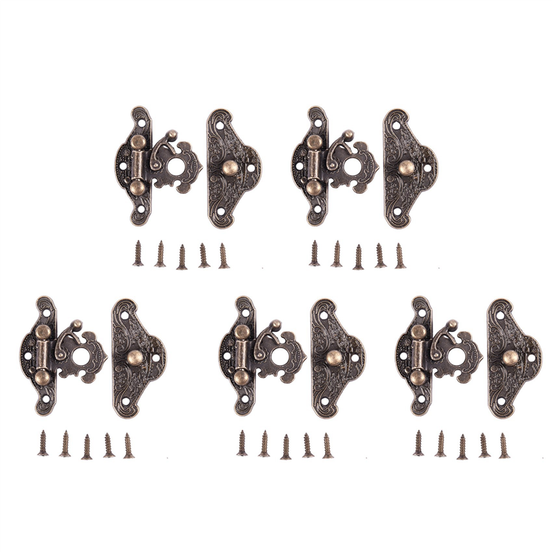 OUMERY 5X Antique Retro Vintage Decorative Latch Wooden Jewelry Box Hasp Pad Chest Lock Size:Extra Small