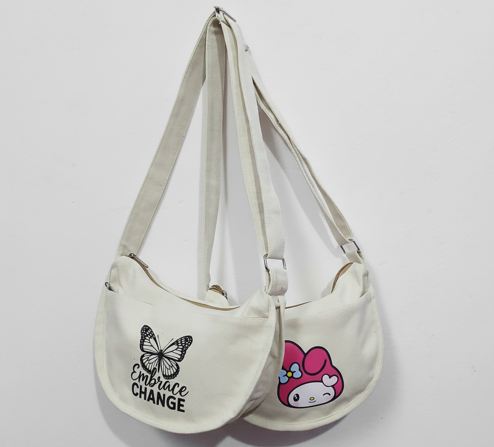 Premium Cotton Canvas Shoulder & Cross Body Dumpling Bag for Ladies ,Comes In 4 Zip Chain Compartment With One Free Key Chain