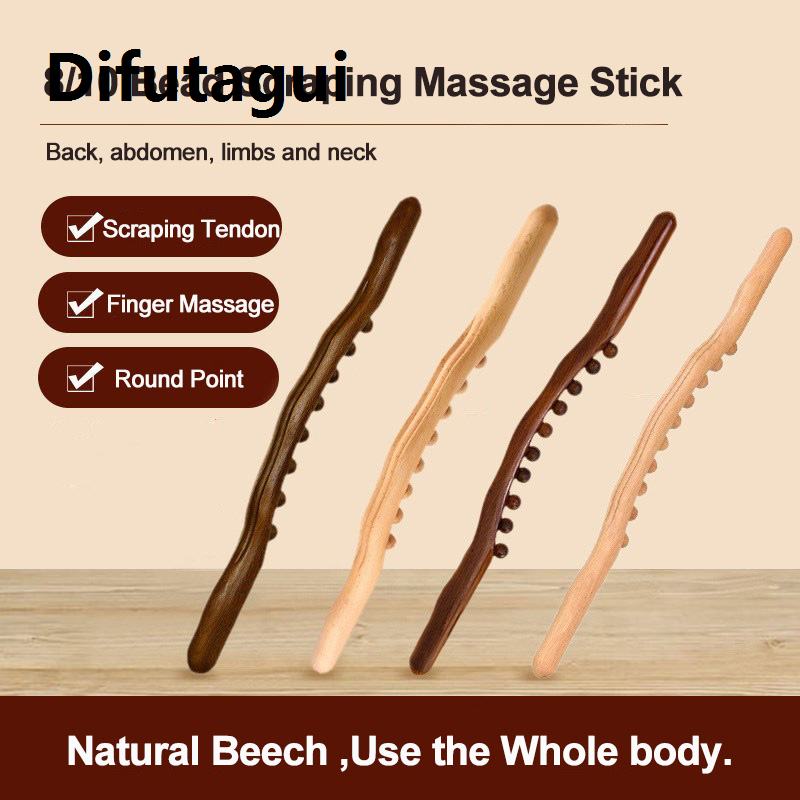 Difutagui New style Rolling Pin Universal Back Needle Massage Tendons Beech Wood Scraping Stick Point Treatment Guasha Relax Therapy Tool