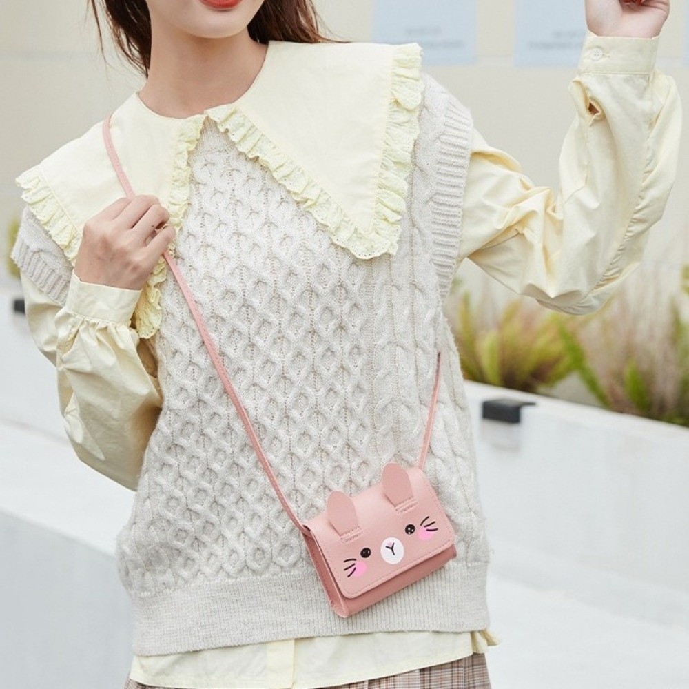Cute Portable Children's Mini Handbags Mini Size PU Easter Rabbit Crossbody Bag Sweet Adorable Kids Coin Purse Dress-Up