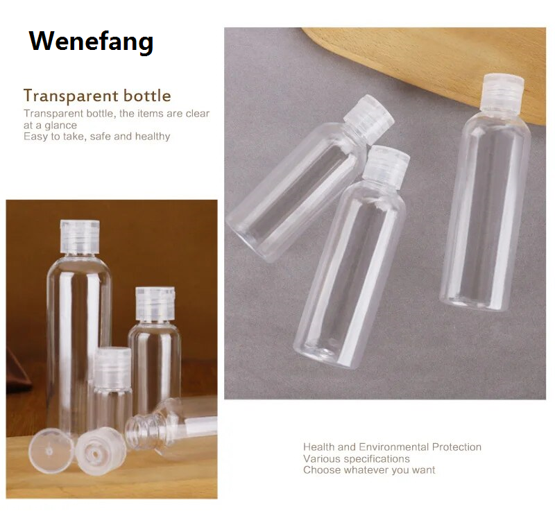 Wenefang transparent bag Portable Travel Bottle 10ml 30ml 50ml 60ml 100 Ml Plastic Bottles For Travel Sub Bottle Shampoo Cosmetic Lotion Container Drop