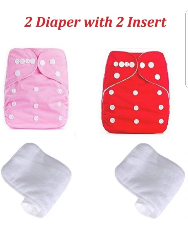 2 Pcs Washable Reusable Adjustable Cloth Diaper With Pad For 3 To 10 Kg Baby's (Pack of 2)