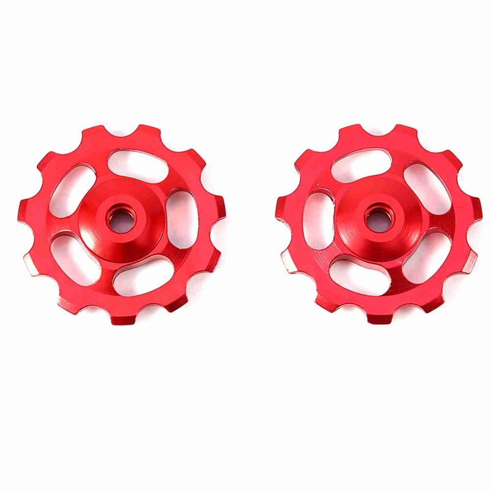 2PCS Durable 11T Bike Rear Derailleur Pulley CNC Multicolor Bicycle Derailleur Guide Wheel Aluminum Alloy Guide Wheel for Bicycle Use
