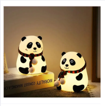 Cute Panda Silicon USB Rechargeable Night Light Lamp Night Lamp (8.5 cm, Multicolor)