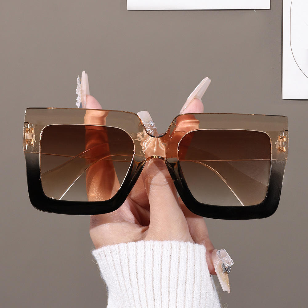 Oversized Frames Gradient Sunglasses Uv400 Square Specs for Casual Unisex Outdoor