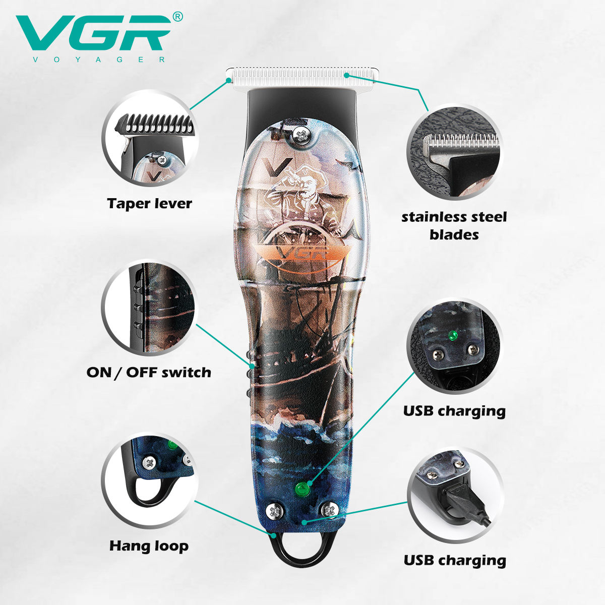 VGR Professional Mini Hair Electric Nose Trimmer 2 In 1 Clipper Portable Rechargeable Waterproof V-613