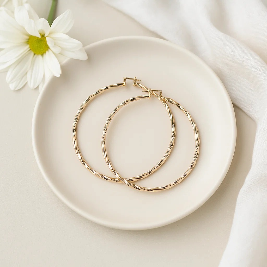 Mridu Gold Plated Simple Elegant Stylish Everyday Trendy Polished Rounded Hoop Earrings For Women