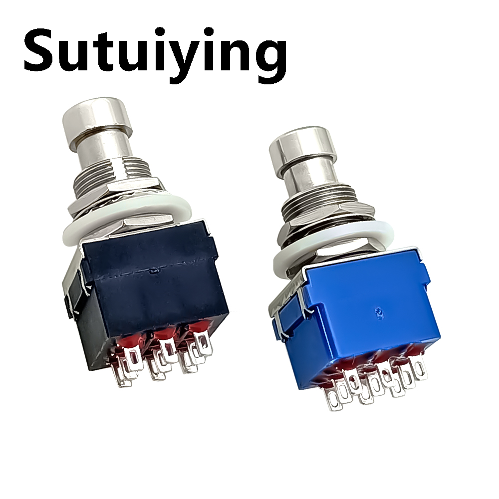 10PCS 3PDT Guitar Effects Stomp Switch Guitar Foot Switches 9 Pin Latching Push Button Switch ON-on with Solder Terminal
