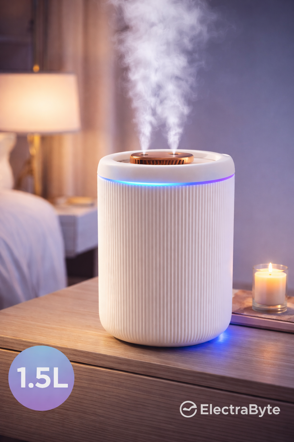 ElactraByte Air Purifier H20 Elegant Multicolor Ultrasonic Humidifier with LED Night Light Large Capacity 2L | 1.5L Ideal For Bedrooms And Office | Suitable For Adult | Babies | Kids | Portable Humidifier