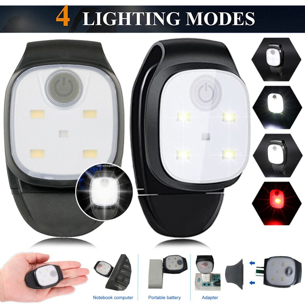 Compact 4 Lighting Modes Clip on Lamp for Cap Rechargeable Aglimmer Running Lights 5 LED Beads Bright Safety Warning Light Camping