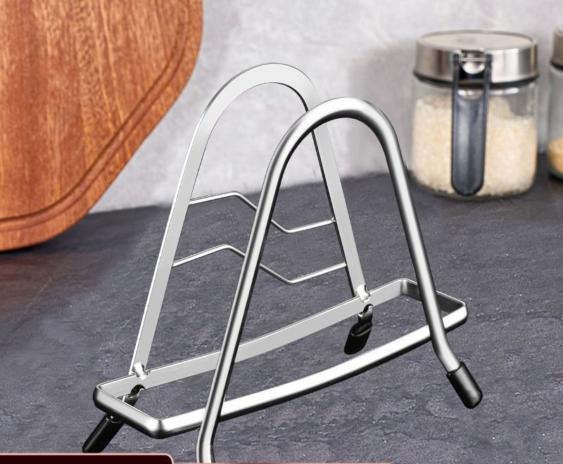 High-Quality Thickened Stainless Steel Cutting Board Rack Household Pot Lid Rack Kitchen Cutting Board Storage Rack Organizer for Cutting Boards Countertop