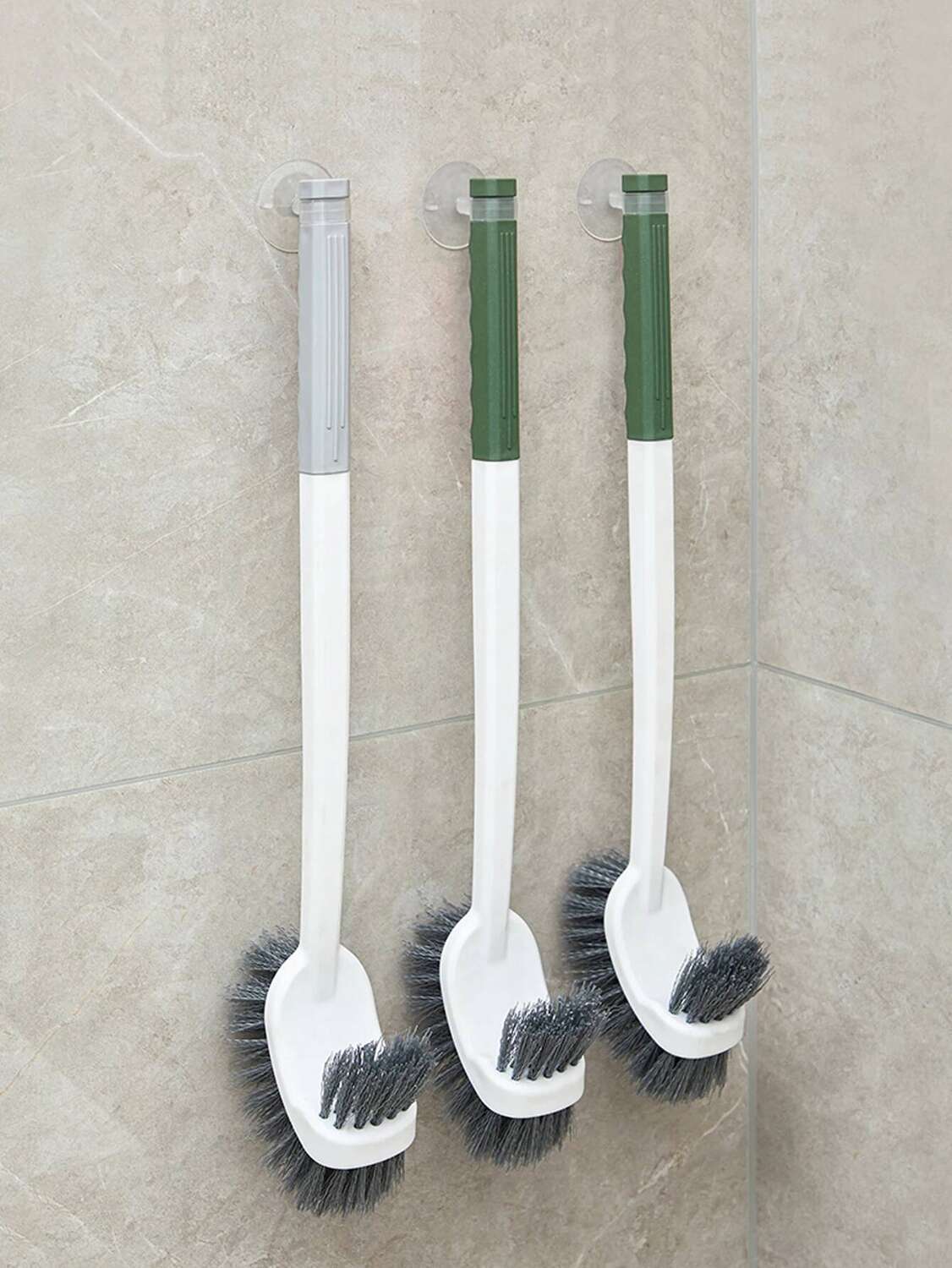 Suction Cup Toilet Brush, Long Handle, Soft Fur, Household Bathroom Cleaning, Squatting Pit, No Dead Corners, Multi-Color