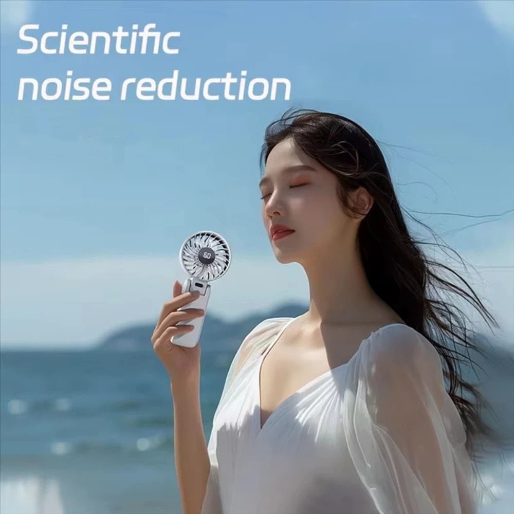 Efficient Cooling Ultra Silent Handheld Fan 5 Speed Rechargeable Battery Mini Portable Fan Brushless Motor Portable Cooling Small Fan Car Use