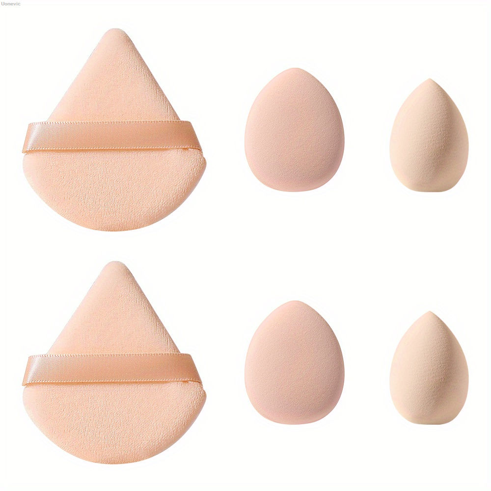 NEW Uonevic Water Loose Powder Concealer Makeup Sponge Set, 6/12 【2025 Version】 Piece Finger Puff Triangular Puff, Makeup Tools Set