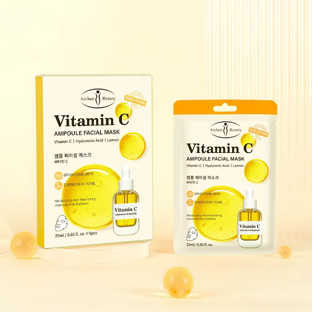 1 Pcs Vitamin c Moisturizing facial Mask With Hyaluronic Acid Lemon Brightening Face Masks