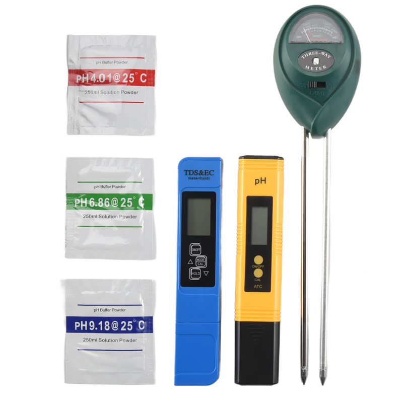 NAMUNY 3 Pack PH Meter TDS PPM Meter and 3 in 1 Soil PH Tester PH/EC Digital Kit for Home, Garden, Lawn, Farm