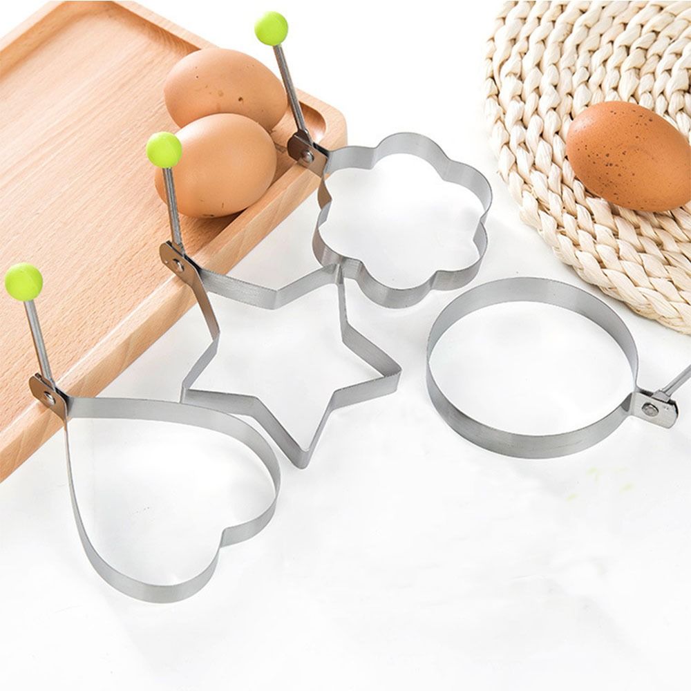 Portable Stainless Steel Fried Egg Pancake Shaper Non-stick Pan Gadget Ring Omelette Mold 4 Shapes Frying Mold Kitchen Accessories