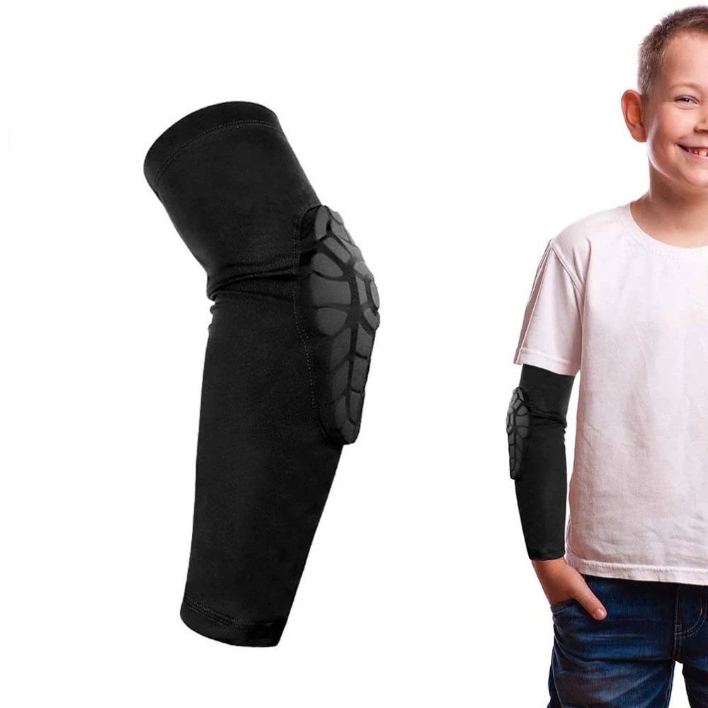 1pcs New Anti-collision Kids Elbow Protection Warm Honeycomb Compression Elbow Pads Guards Thick Sponge Basketball Football Volleyball Sport Protective Elbowpad