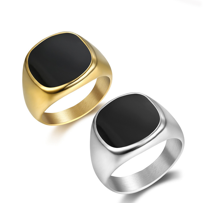 【Special offer】Korean Style Glue Dropping Bright Gold Titanium Steel Men's Couple Ring Hip Hop Stainless Steel Oil Dropping Ring for Women