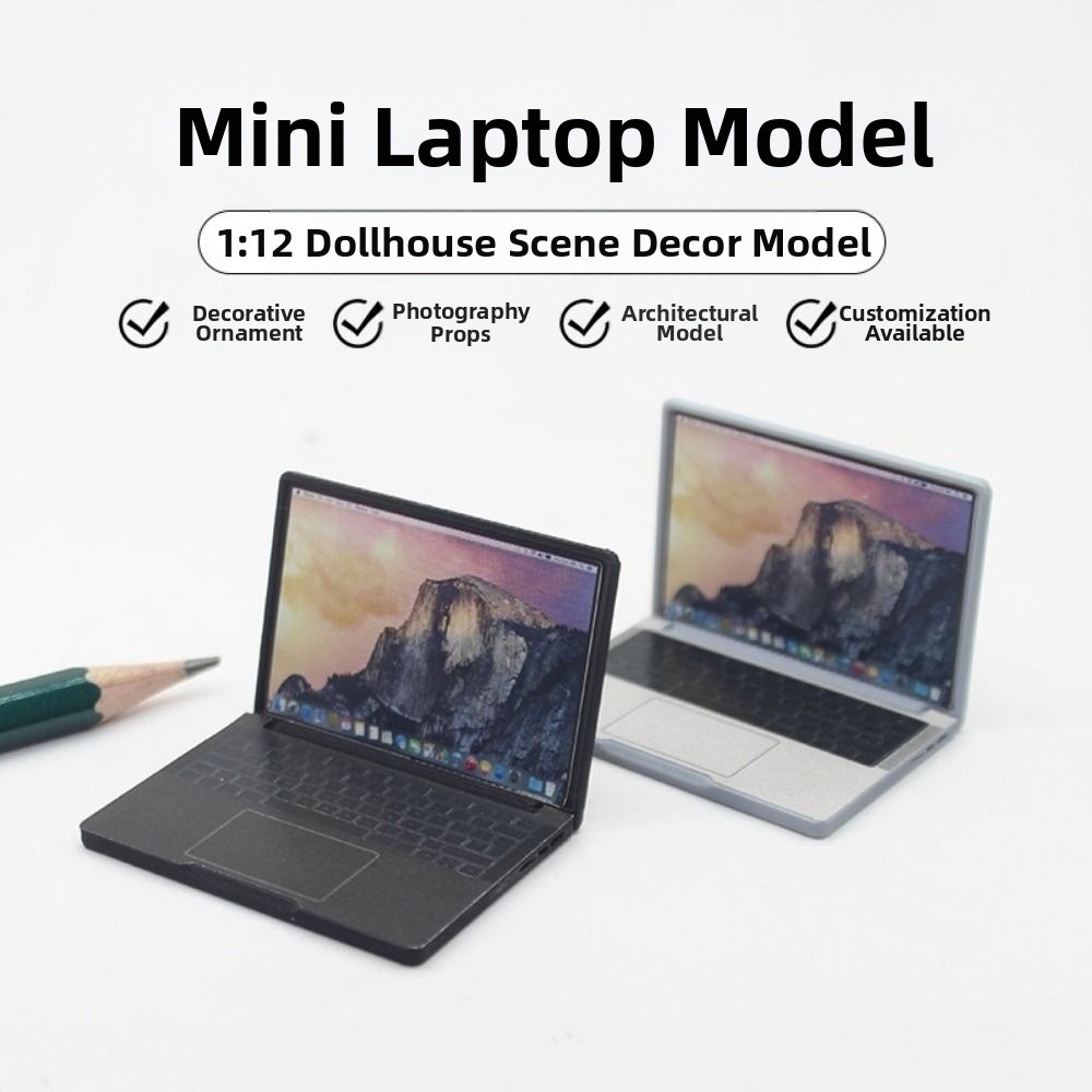 High Quality Cute Simulation Laptop Computer 1:12 2 Colors Dollhouse Miniature Alloy Crafts Mini Dollhouse Decoration Computer