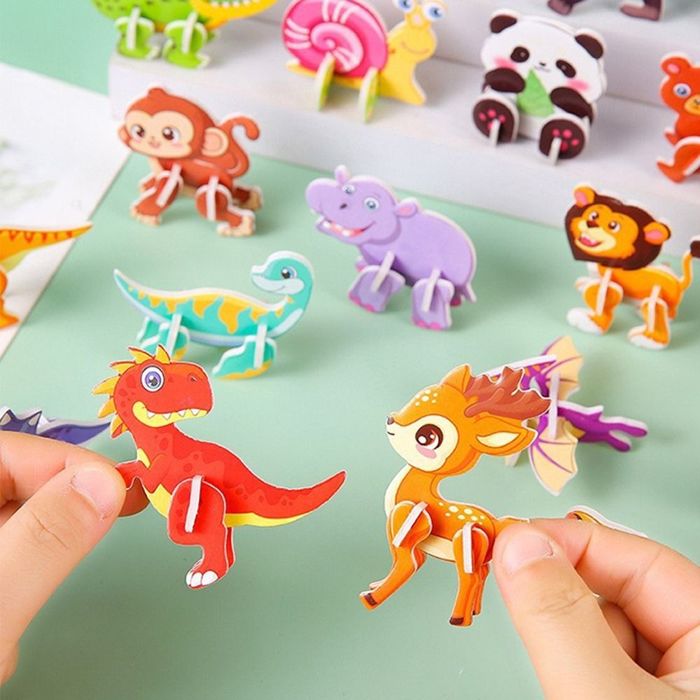 10pcs New Three-dimensional 3D Paper Puzzle DIY Mini Puzzle Model Panda Cartoon Animal Assembly Model Children's