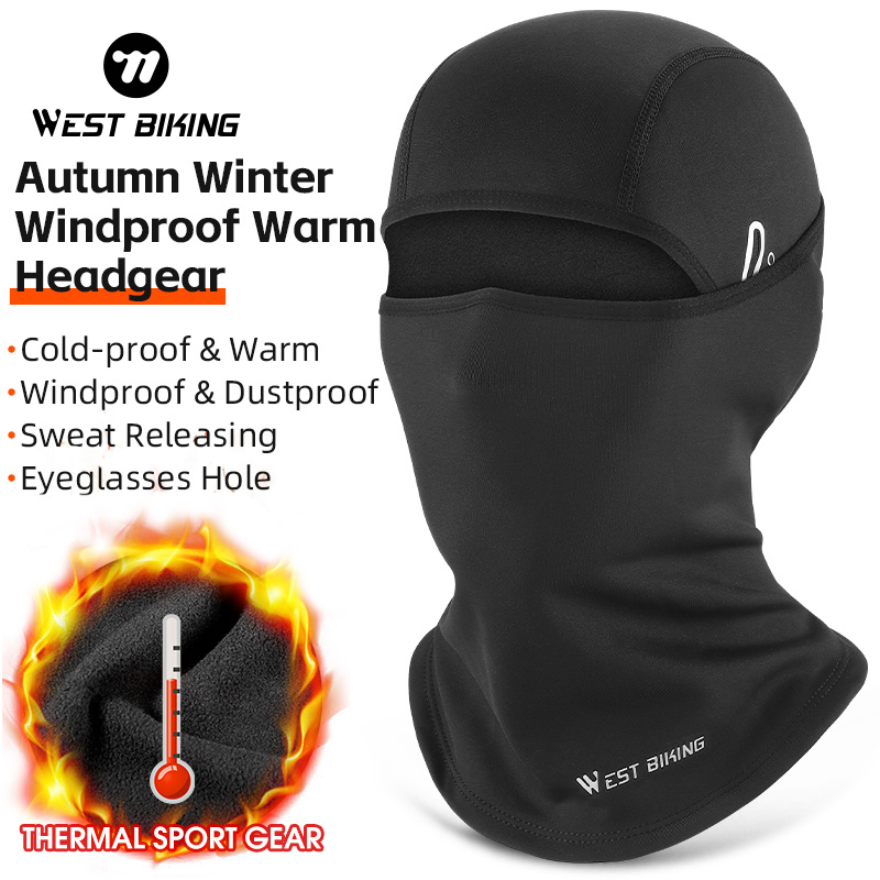 WEST BIKING Winter Cycling Warm Face Mask Fleece Warmer Outdoor Sport Mask Headwear Thermal Sport Gear Hat Helmet Hood