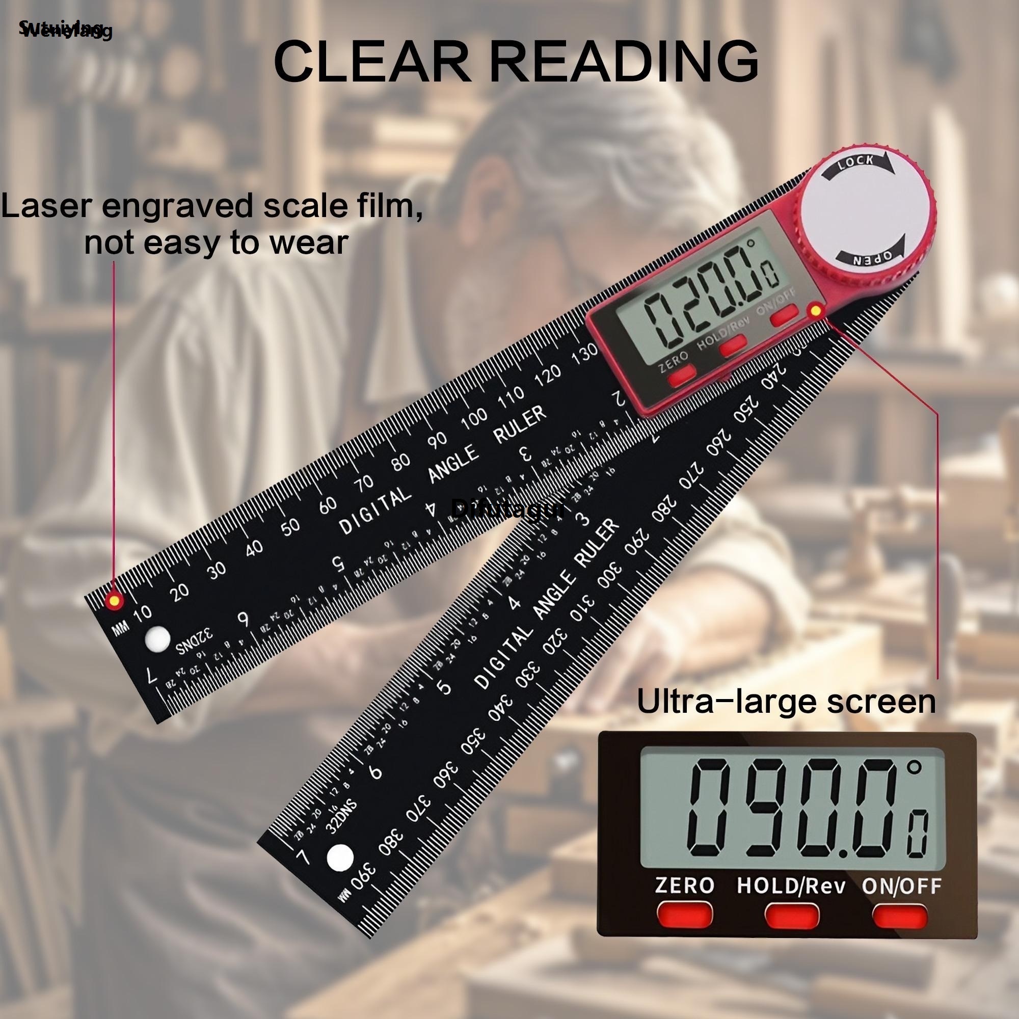 Difutagui Wenefang Sutuiying STONEGO Digital Angle Measuring Ruler - 200mm Dual Function Hot Selling Protractor Luxury Portable for Angle and Length Measurement, 360° Measurement