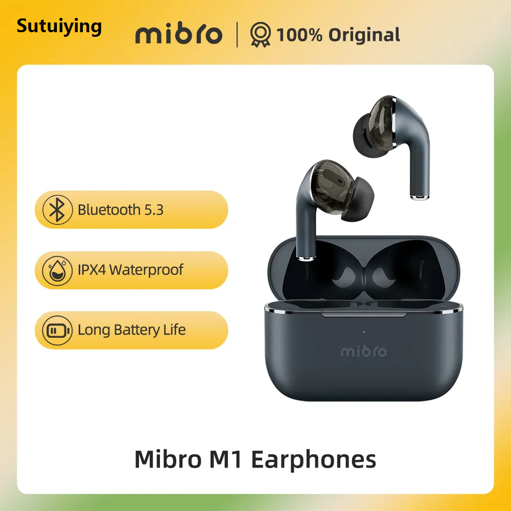 Sutuiying Mibro M1 Bluetooth Earphones 4 Speaker IPX4 Waterproof New Sport Wireless HIFI Stereo ENC Noise Reduction Earbuds