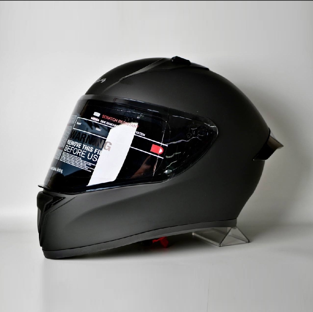 Vega Bolt Dull Black Full Face Helmet | Vega DOT & ISI Certified ABS Material Shell Helmet | Protective Gear For Riders