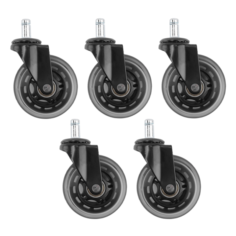 Universal Silent Casters PU Chair Wheels Set of 5 Wheels for Office Chairs, 11 mm X 22 mm Pen, Universal Office Chair Castors
