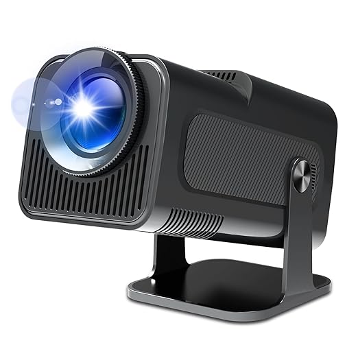 Hy320 Mini Portable Projector-5G WiFi 6,Bluetooth 5.0 and Android 11,Support 4K and 1080P Full Hd,12,000 Lumens,Led Projector with 4D/4P Auto Correction,180° Rotation,Electronic Zoom