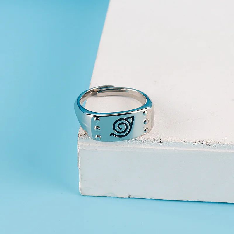 Naruto Ninja Logo Adjustable Ring for Men & Women - Anime Metal Cosplay Ring Inspired by Konoha, Sasuke & Itachi Jewelry Description: