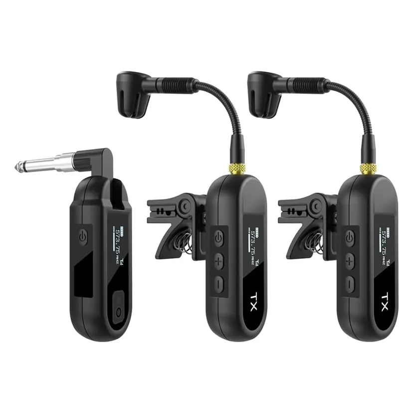 (GGBR) 2-In-1 UHF Saxophone Microphone System, Wireless Microphone Transmitter Receiver 100 Ft Transmission Guitar Audio Mixer