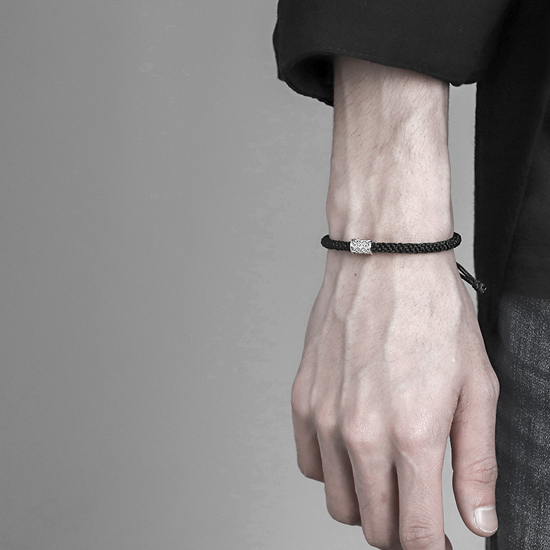 【Trendy designs】S925 Silver Bracelet Trendy Niche Design Ins Cold Style Trend Simple Boys Woven Hand Jewelry