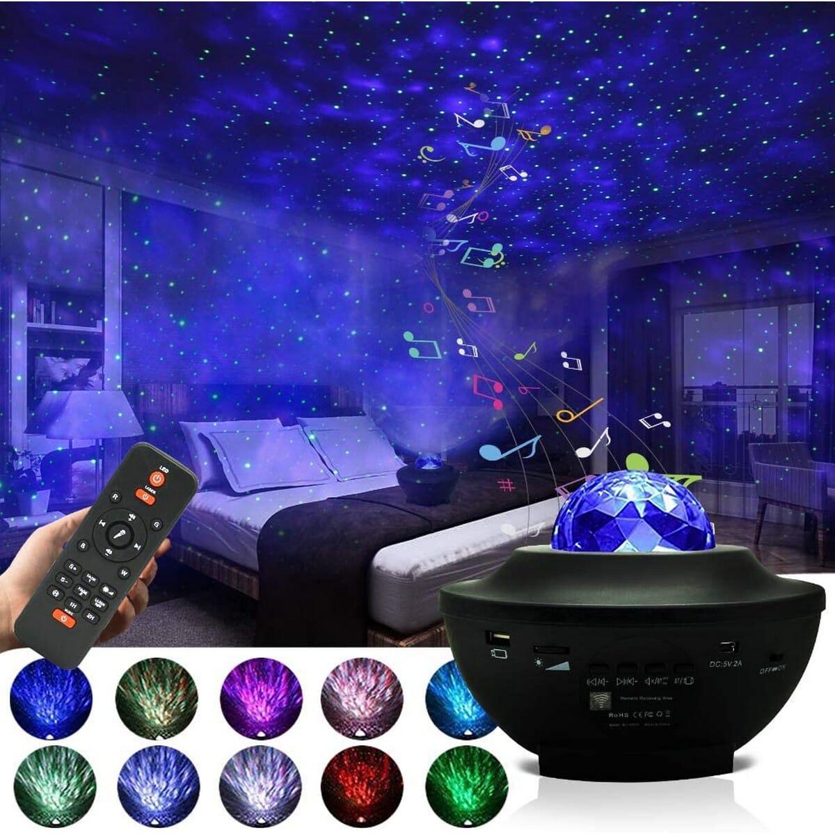 LED Galaxy Projector Light Bluetooth Remote Control With Mp3