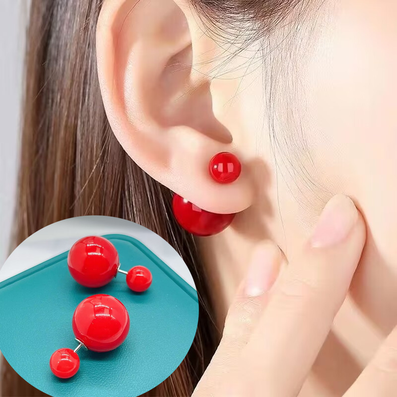 【New Double-sided Wearable Earrings Fashion Size Double-sided Pearl Earrings Vintage Earrings Women
