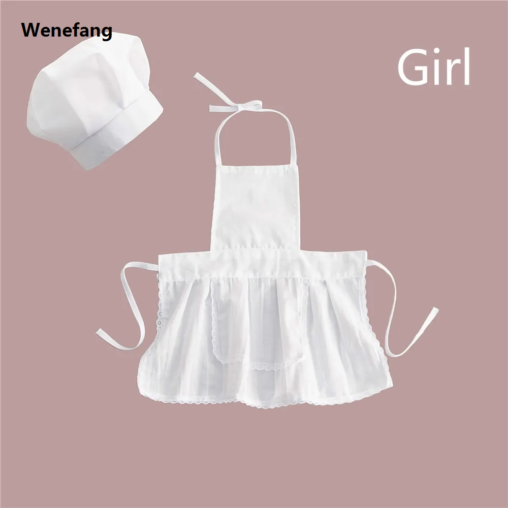Wenefang 2pcs/set Baby Chef Apron Hat for Kids Costumes Chef Baby Cook Costume Newborn Photography Prop Newborn Hat Apron