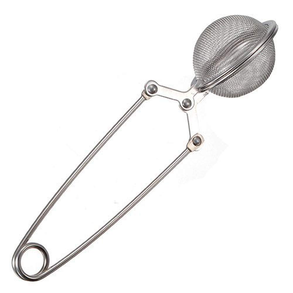 Durable Convenient Ball Shaped Infuser with Tong Squeeze Handle Rust Free High Grade Stainless Steel for Steeping Leaf Teas, Flowers and Herbs -Pack of 1
