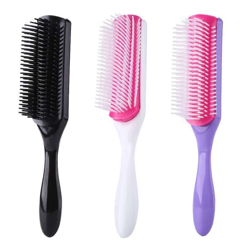 9 Rows Styling Brush Straight Curly Hair Detangling Comb Scalp Massage Detachable Hairbrush for Women Men Home Barber Salon