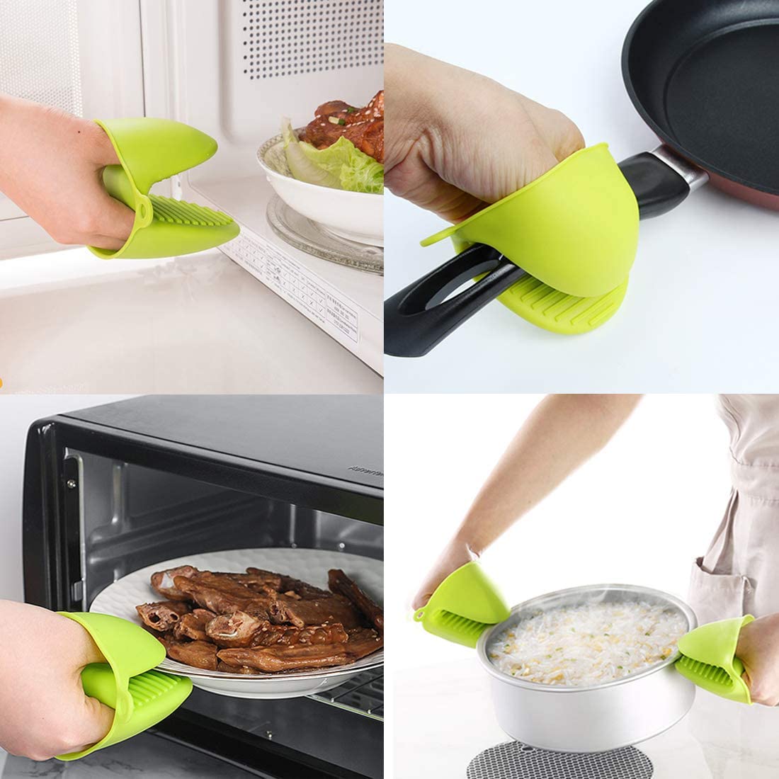 Set Of 2 Silicone Heat Resistant Hot Pot Catcher Glove Hand Clip