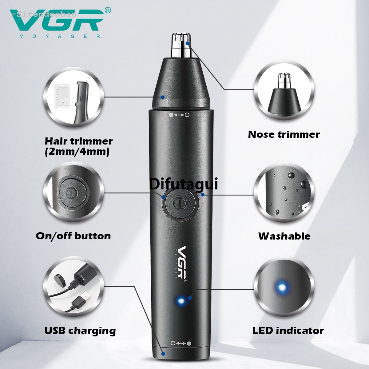 Difutagui Original VGR Ear Eyebrow Nose Hair Trimmer Electric Beard Grooming 【2025 Luxury Version】 For Facial Body Stubble Trimmer For Men Rechargeable Kit
