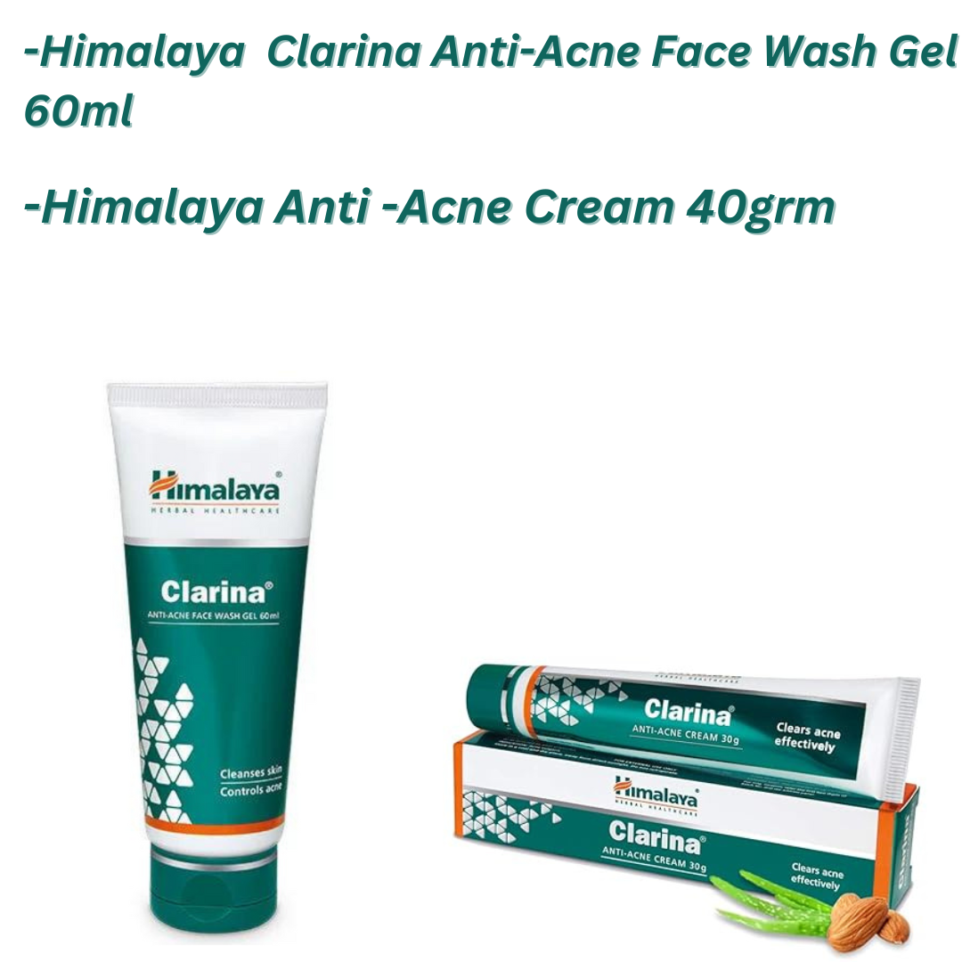 Himalaya Clarina Anti-Acne Face Wash Gel 60ml + Himalaya Clarina Anti-Acne Cream 30grm Combo