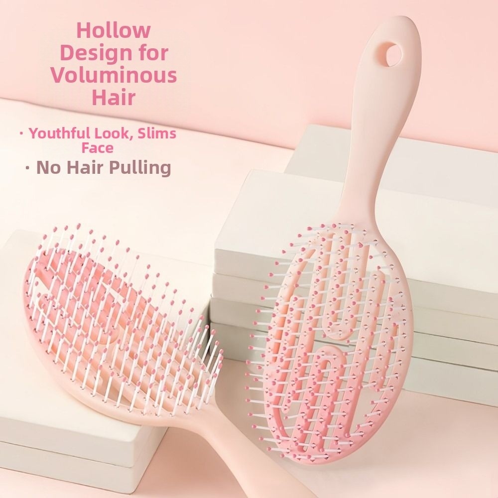Stylish Gradient Color Hollow Airbag Massage Comb Oval Shape Portable Styling Comb Meridian Comb Hair Styling