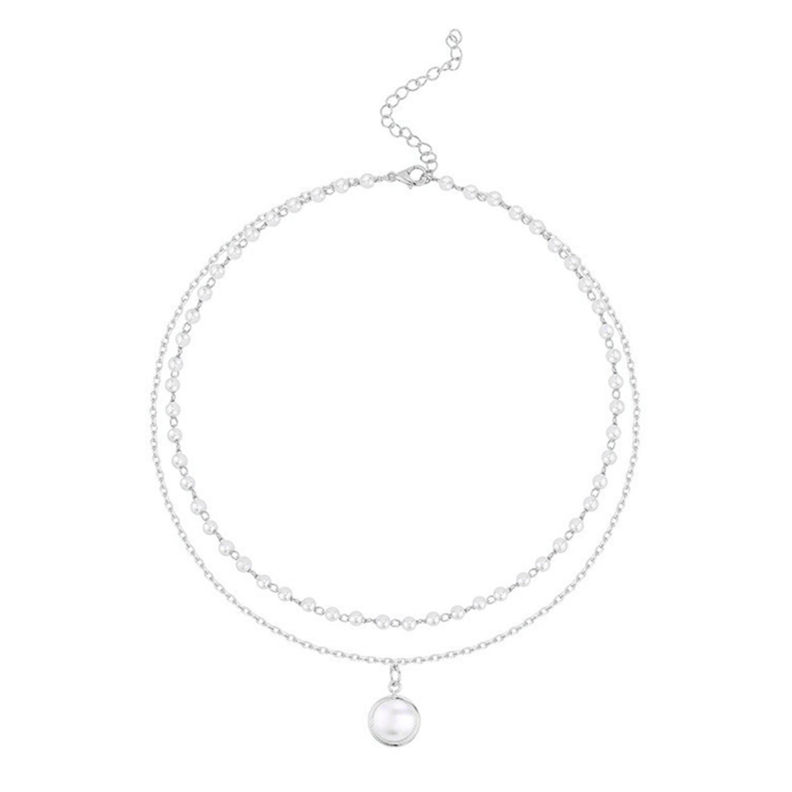 CARAT Clavicle Necklace Fine Workmanship Double Layer Chain Faux Pearls Necklace